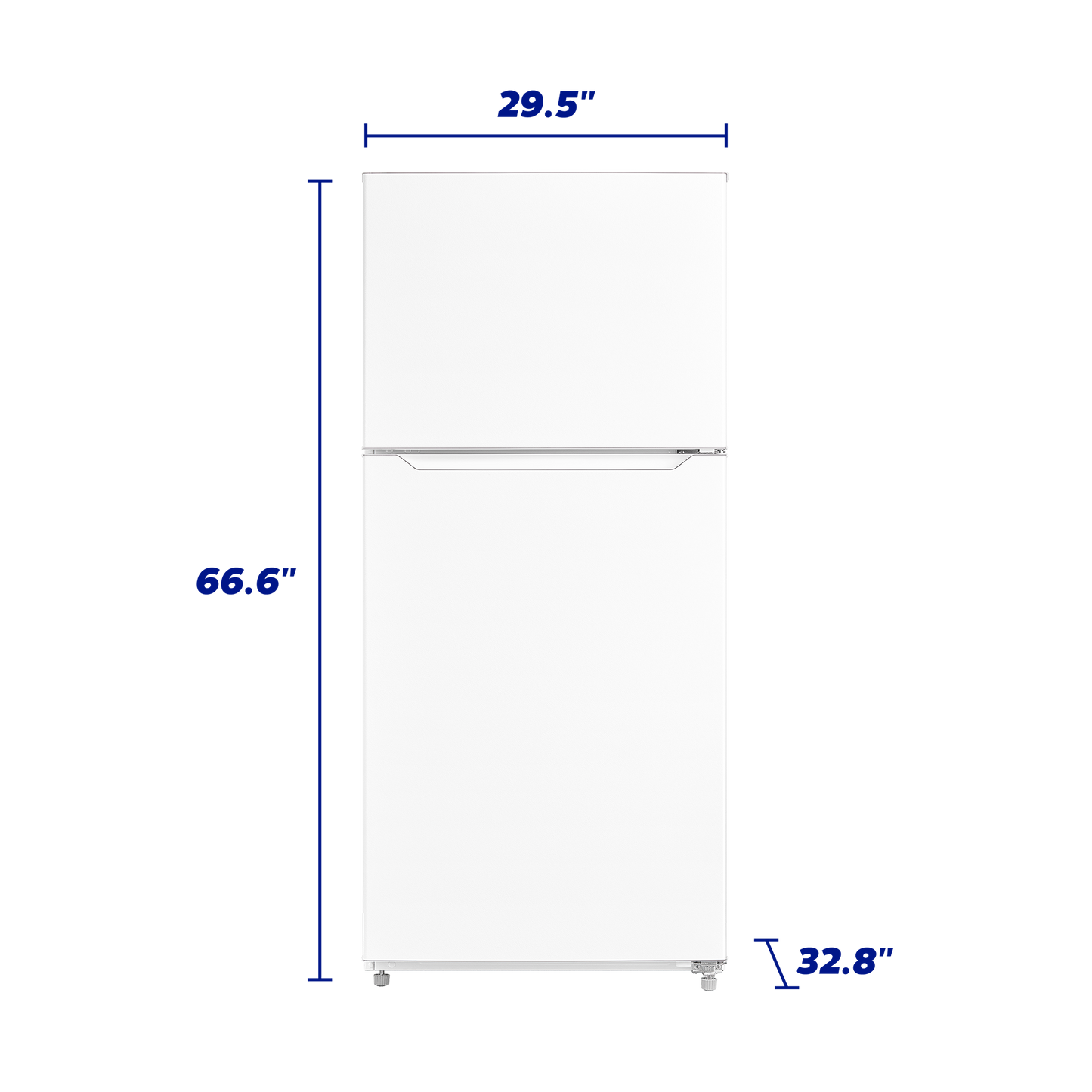 White top freezer refrigerator with simple design and measurements in refrigerators and kitchen appliances collection
