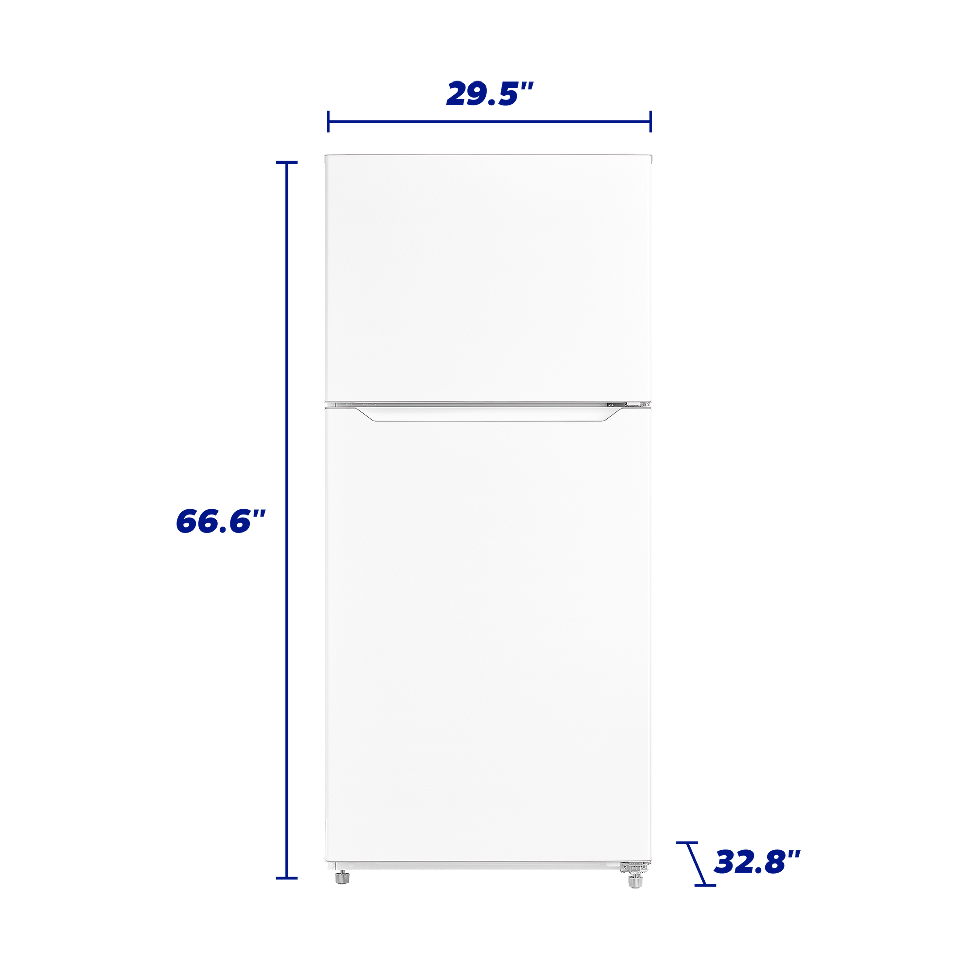 White top freezer refrigerator with simple design and measurements in refrigerators and kitchen appliances collection