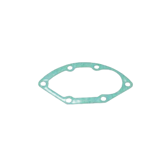 Green flat gasket with multiple bolt holes for sealing engine components in tools and home improvement projects