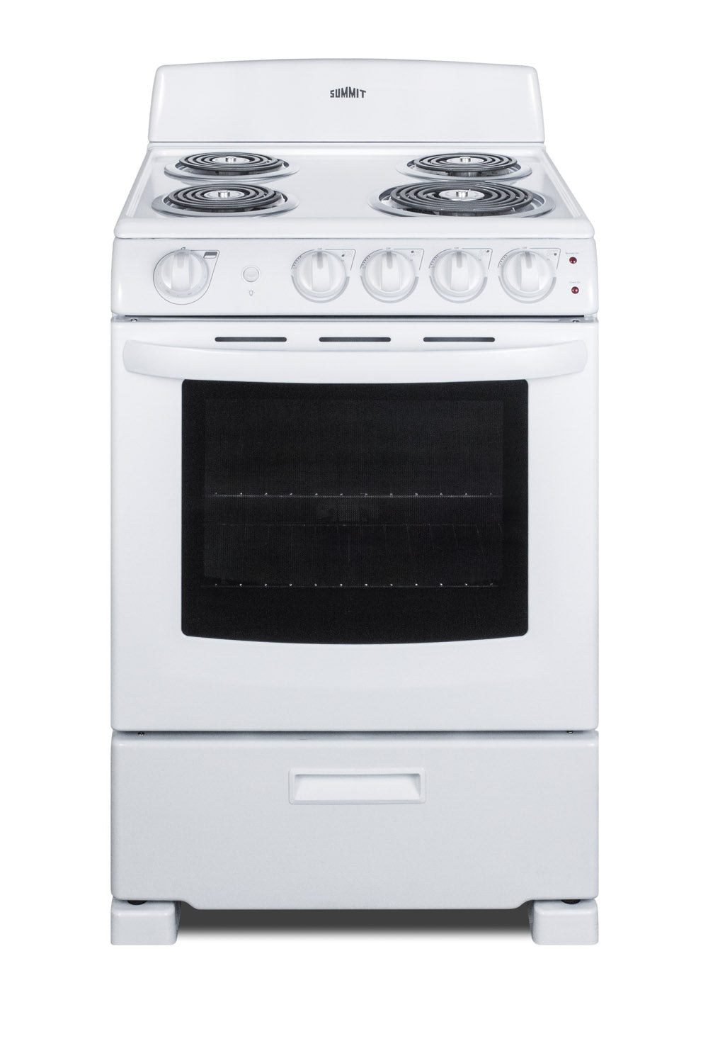 white electric range with four coil burners and front control knobs for kitchen and home improvement tools