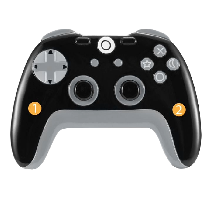 Black gaming controller ornament with silver buttons and dual thumbsticks for Christmas tree décor under $50