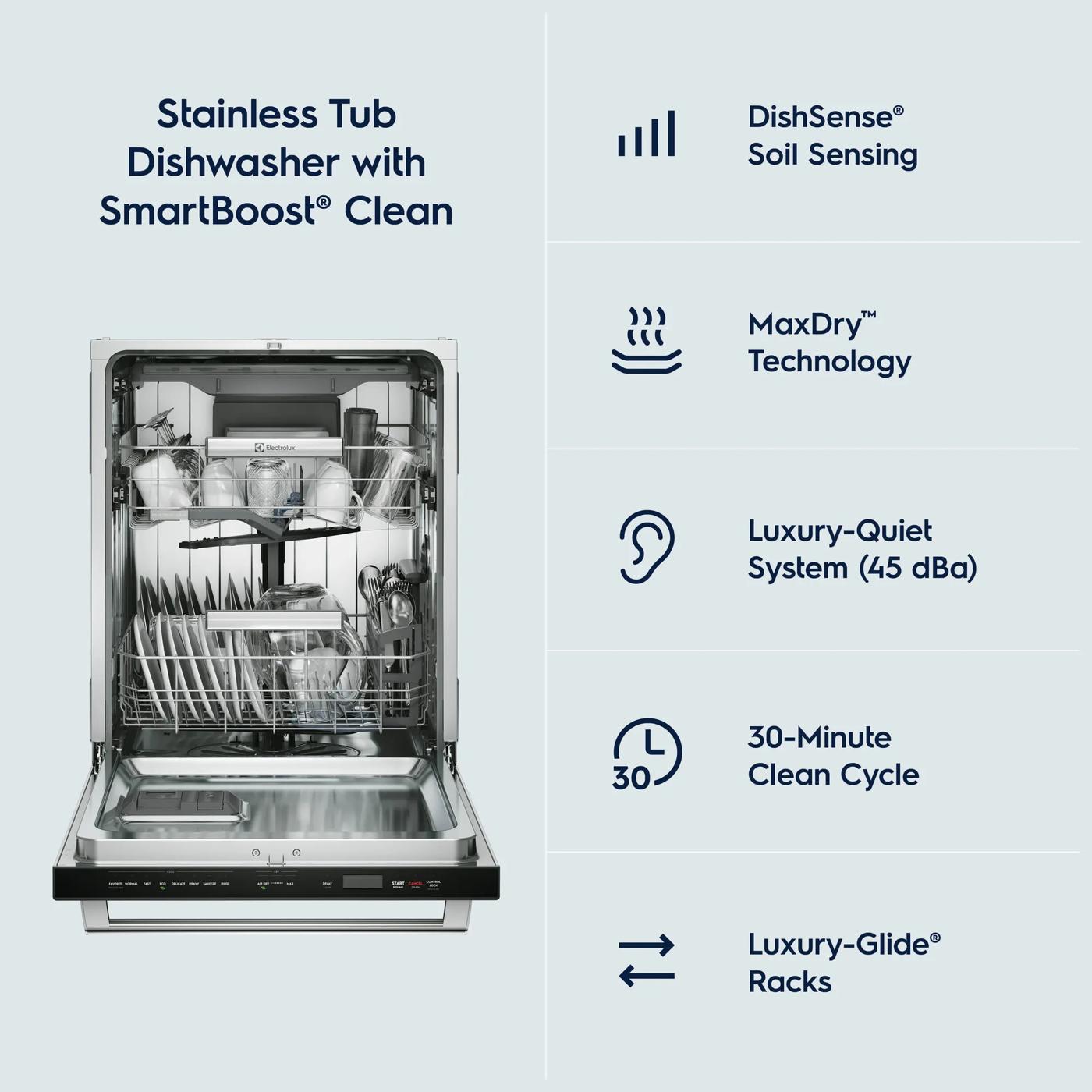 24" Stainless Steel Tub Built-In Dishwasher with SmartBoost™