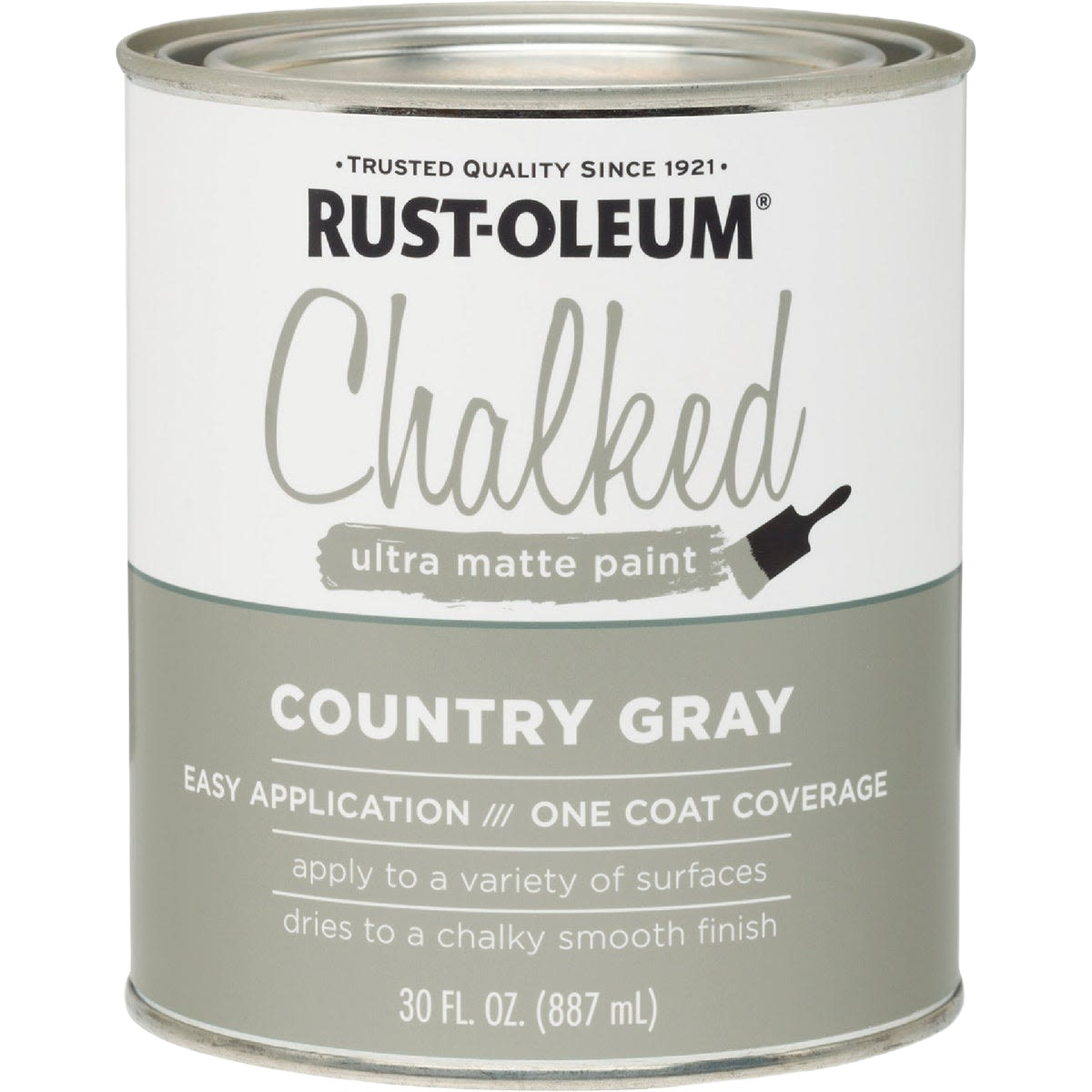 Rust-Oleum chalk-style ultra matte gray paint can from Specialty Paint and Paint & Supplies collections for home improvement