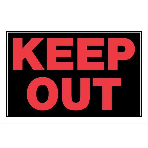 Black and red warning sign with bold Keep Out text for home improvement and hardware safety collections under $50