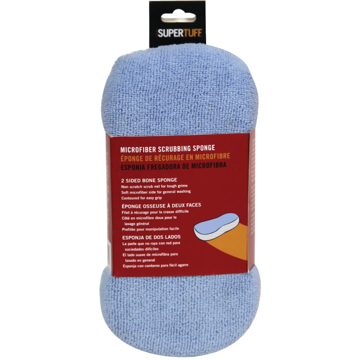 Blue microfiber scrubbing sponge with dual sides for automotive cleaning in under $50 collections