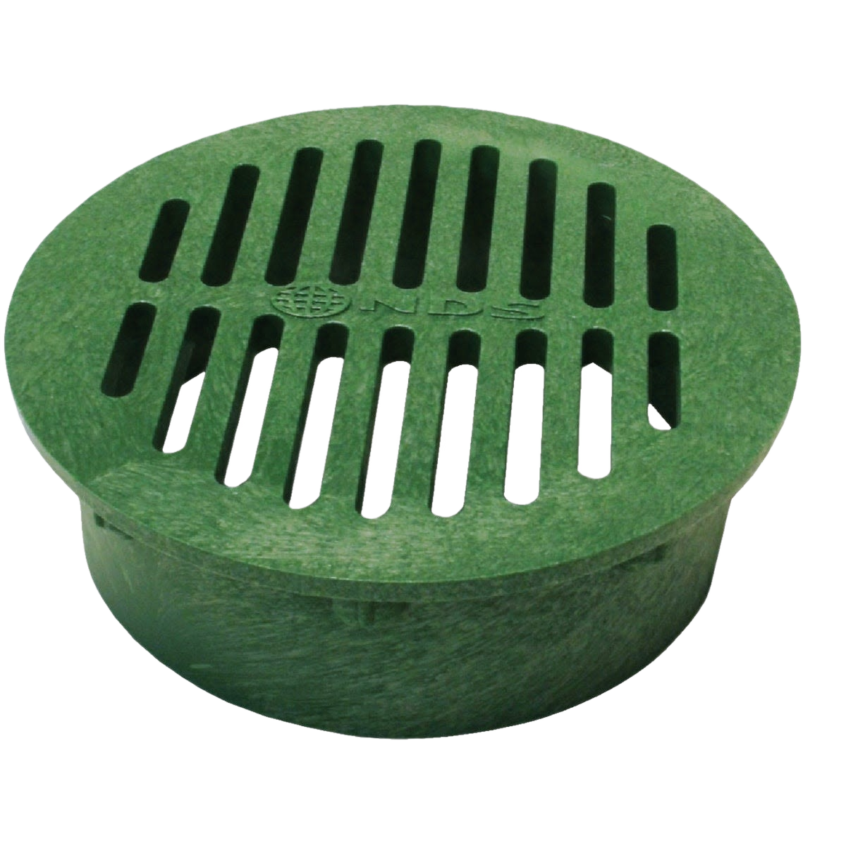 Green PVC round grate with slotted openings for drain repair and plumbing parts in home improvement supplies collections
