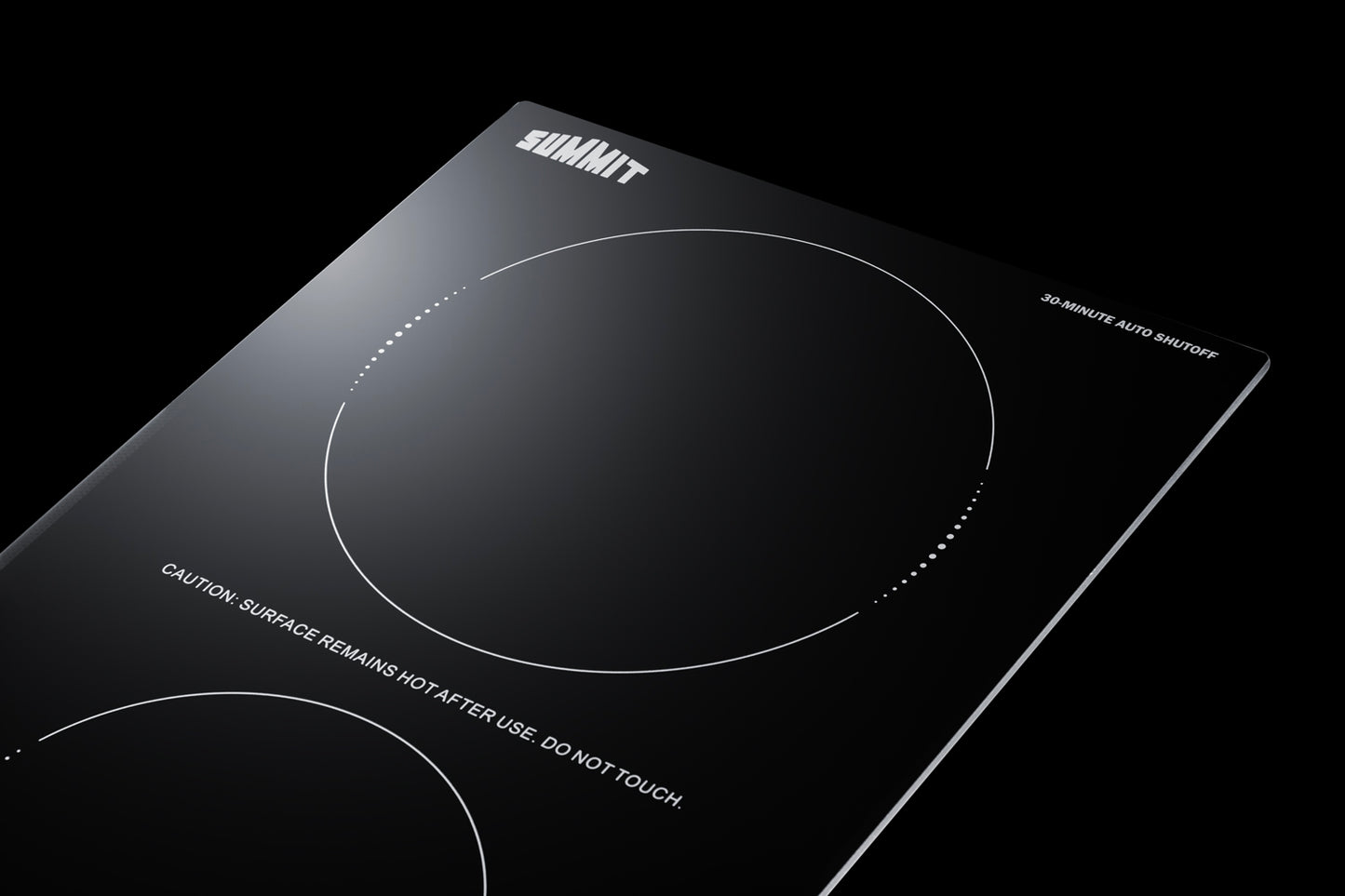 Black radiant cooktop with two burners and safety shutoff designed for kitchen and appliances collections