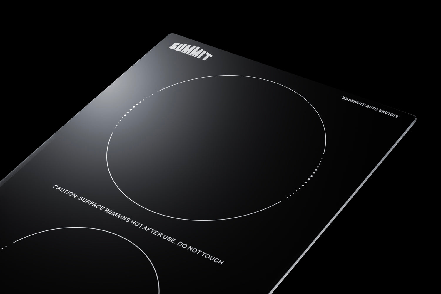Black radiant cooktop with two burners and safety shutoff designed for kitchen and appliances collections