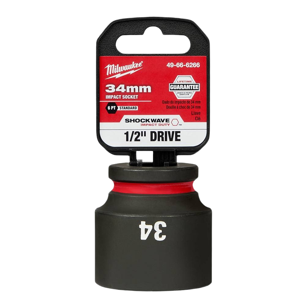 34mm 6 point impact socket with 1/2" drive, forged steel for heavy-duty use in hand tools and woodworking sets