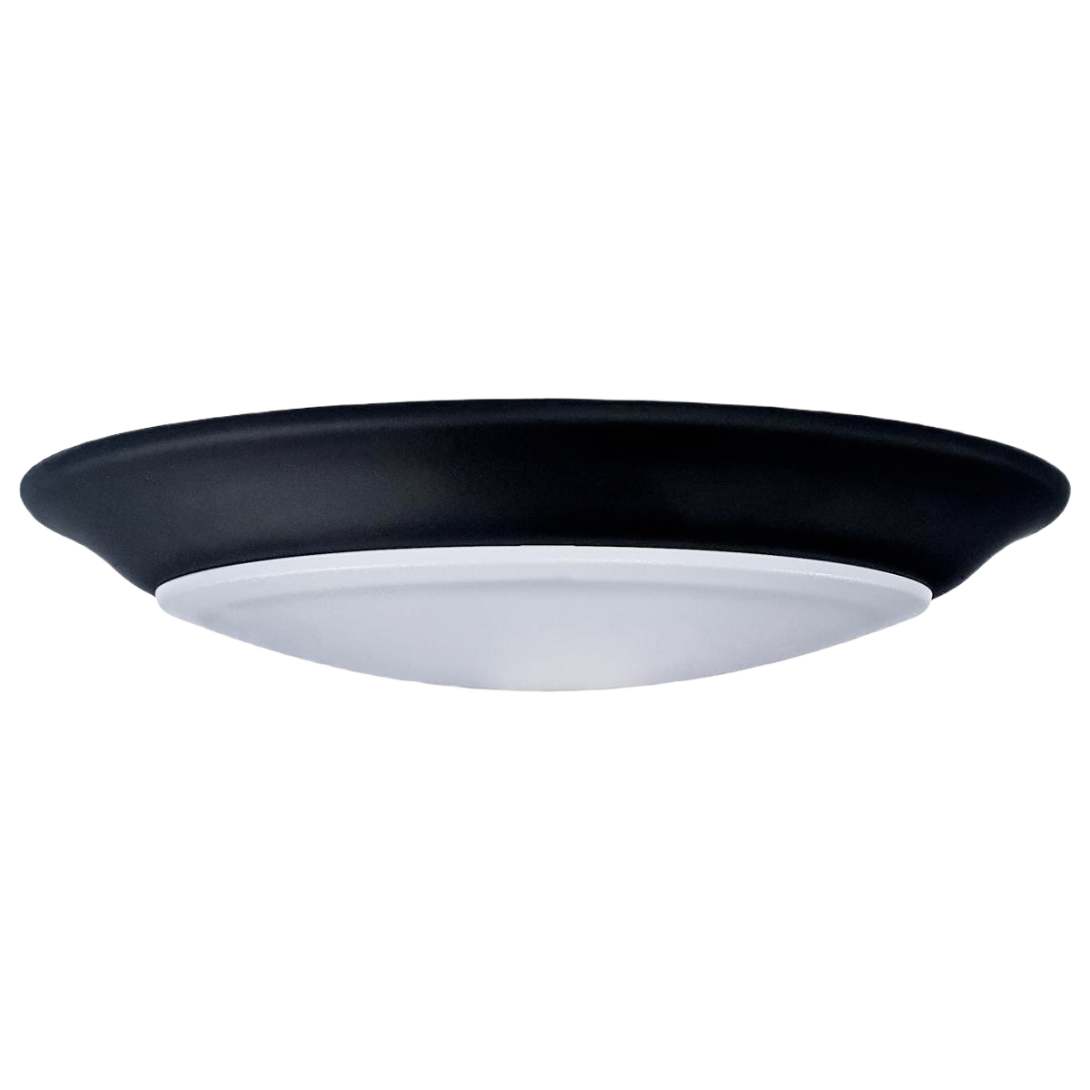 Black LED disk light fixture with sleek design for indoor and outdoor lighting in electrical and home improvement collections