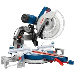 Bosch 12-inch dual-bevel glide miter saw with innovative Axial-Glide system, featured in Power Tools, Saws, and Woodworking Tools rental at Hartville Hardware.