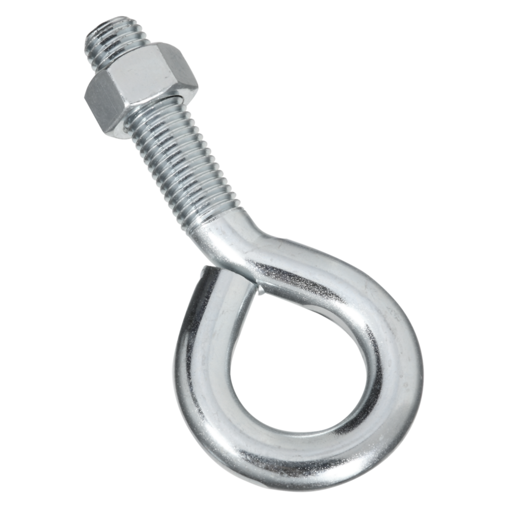 Zinc eye bolt with hex nut, threaded fastener for hardware and home improvement under $50 tools collection