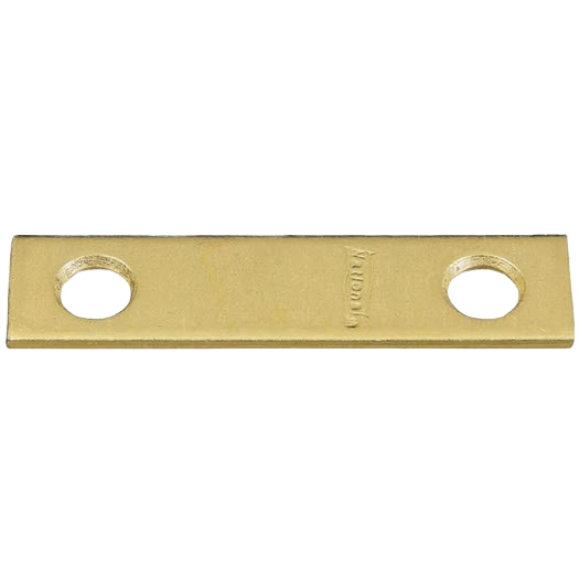 Brass steel mending plate with two holes for reinforcing and connecting in building hardware and lumber materials
