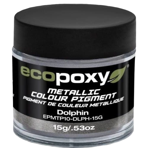 Small jar of EcoPoxy Dolphin metallic pigment powder for resin casting and finishing under $50 supplies