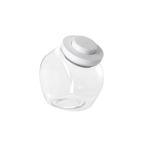 Clear medium storage jar with white airtight pop lid for kitchen countertop storage and organization under $50 collection