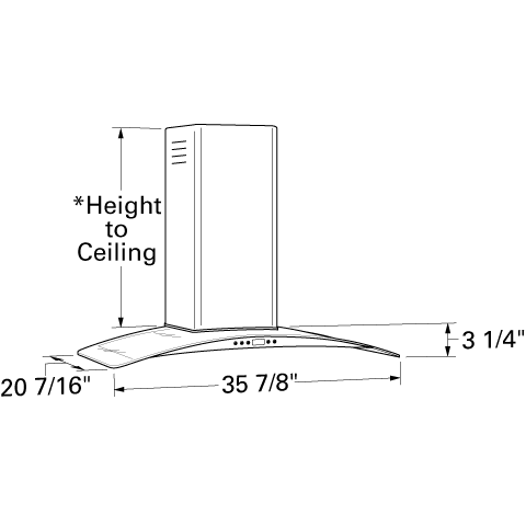 Monogram 36" Glass Canopy Wall-Mounted Hood