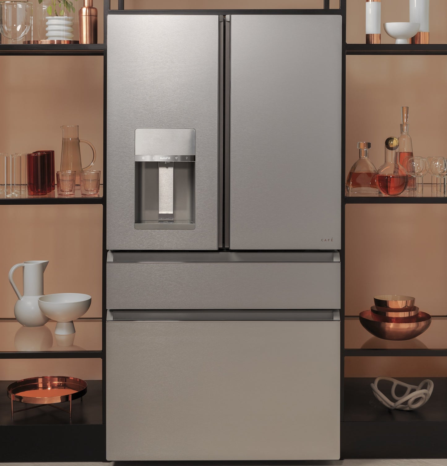 CAFÉ™ ENERGY STAR® 22.3 Cu. Ft. Smart Counter-Depth 4-Door French-Door Refrigerator in Platinum Glass