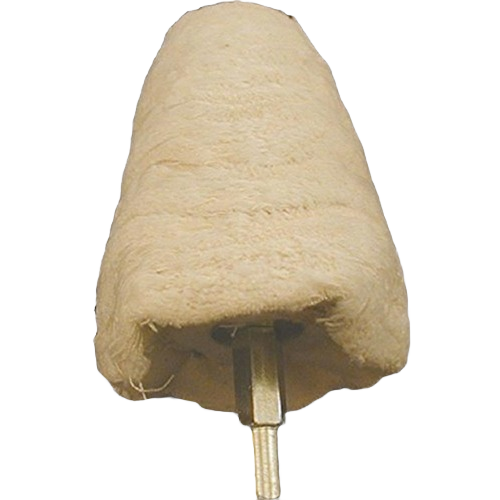 Medium tapered buff with 1/4 inch shank for precise polishing in woodworking tool accessories and home improvement collections