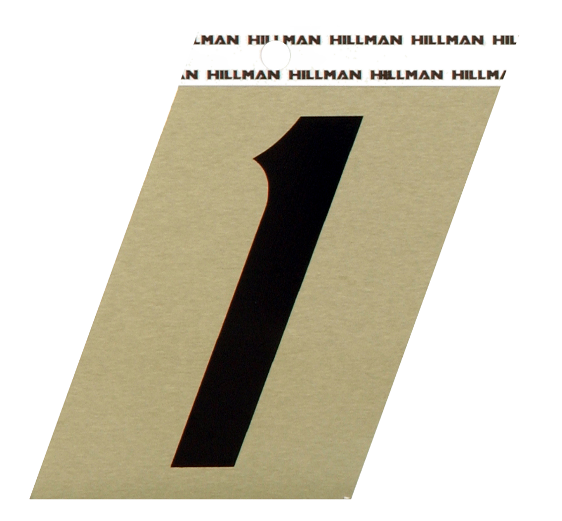 Hillman Adhesive Angle-Cut House Number 1 Black and Gold, 2-Pack