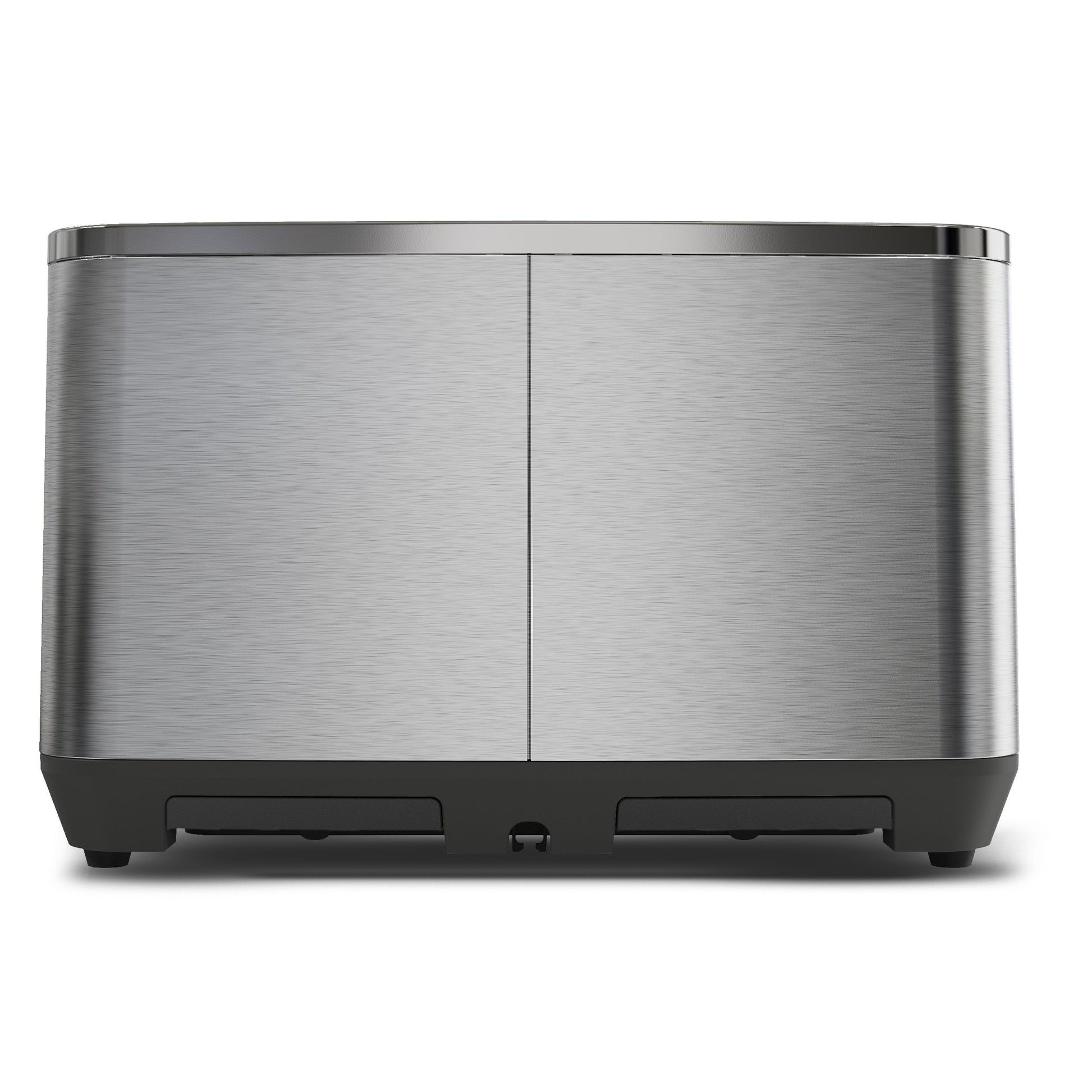 Brushed stainless steel home kitchen toaster with four slots and removable crumb trays for easy cleaning