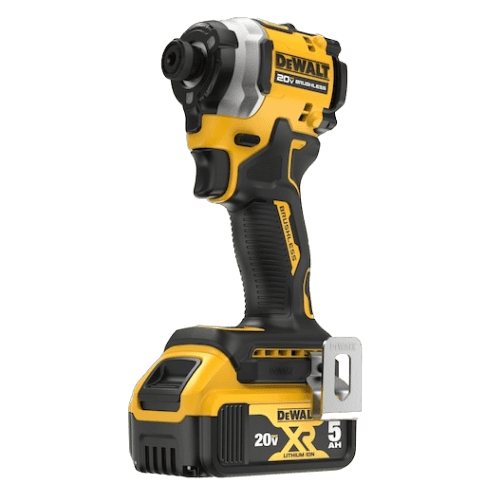 Yellow and black cordless impact driver with brushless motor and 20V lithium-ion battery for home improvement tasks