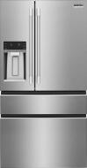 Stainless steel 22 Cu. Ft. counter-depth 4-door French door refrigerator with external water and ice dispenser, fit for Refrigerators, French Door Refrigerators, Kitchen & Kitchenware, and Appliances collections.