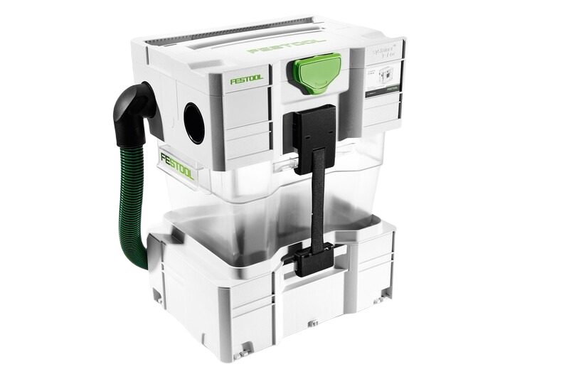 Compact white and green cyclone separator for dust management in woodworking tools and shop vacuum accessories collections