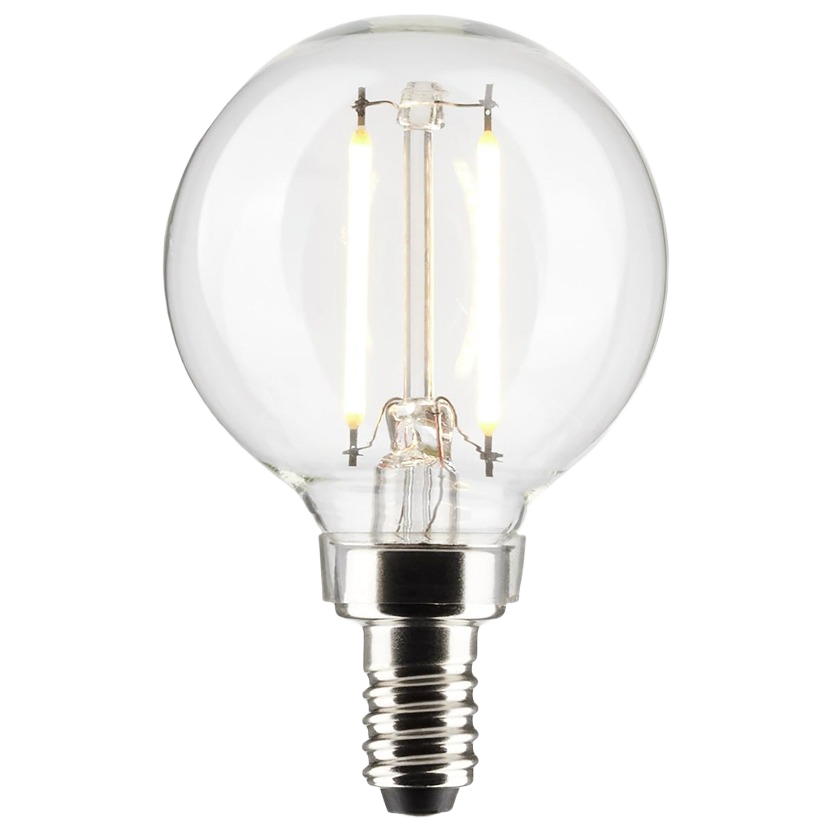 Clear G16.5 LED light bulb with cool white filaments and candelabra base in lighting and electrical collections under $50