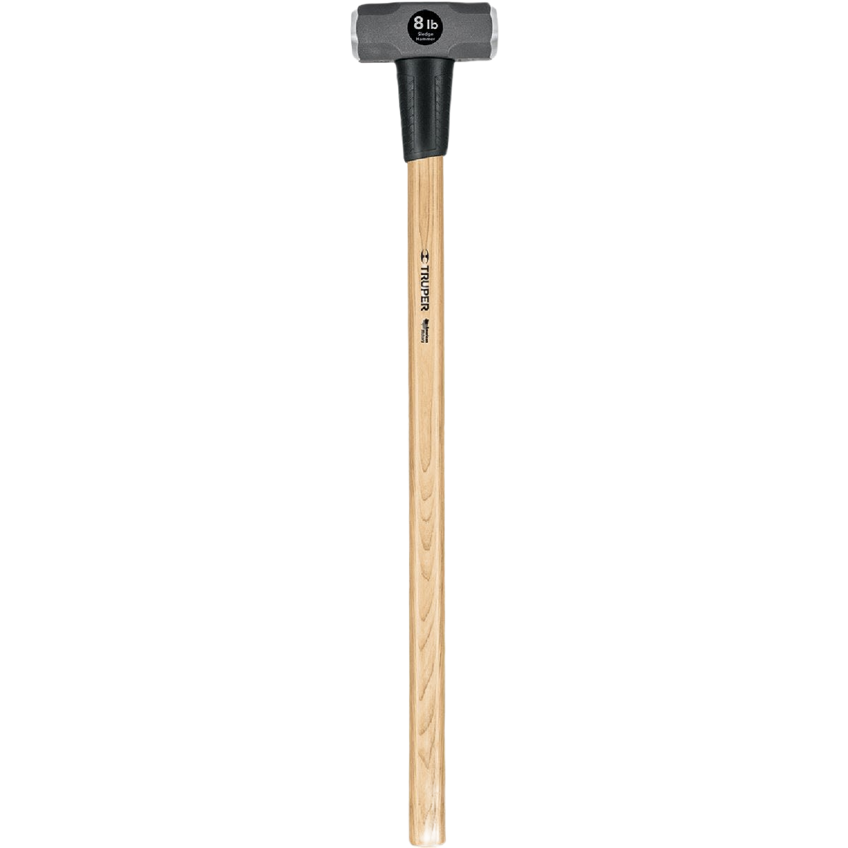 Double-faced sledge hammer with 36-inch hickory handle and 8-pound steel head for heavy-duty home improvement tasks