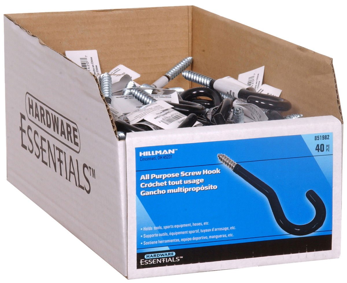 Hardware Essentials All Purpose Hook Black Vinyl 40 Pack