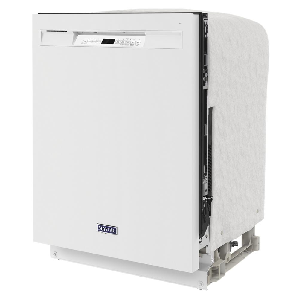 White front control dishwasher featuring dual power filtration for dishwashers and kitchen appliances collections