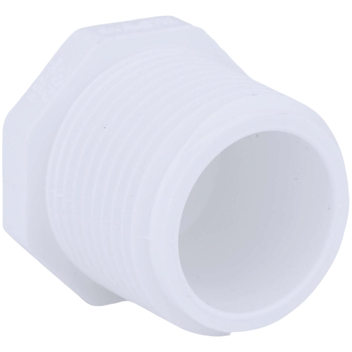 White PVC threaded plug with 1-inch male iron pipe threads for plumbing and pipes & fittings collections under $50