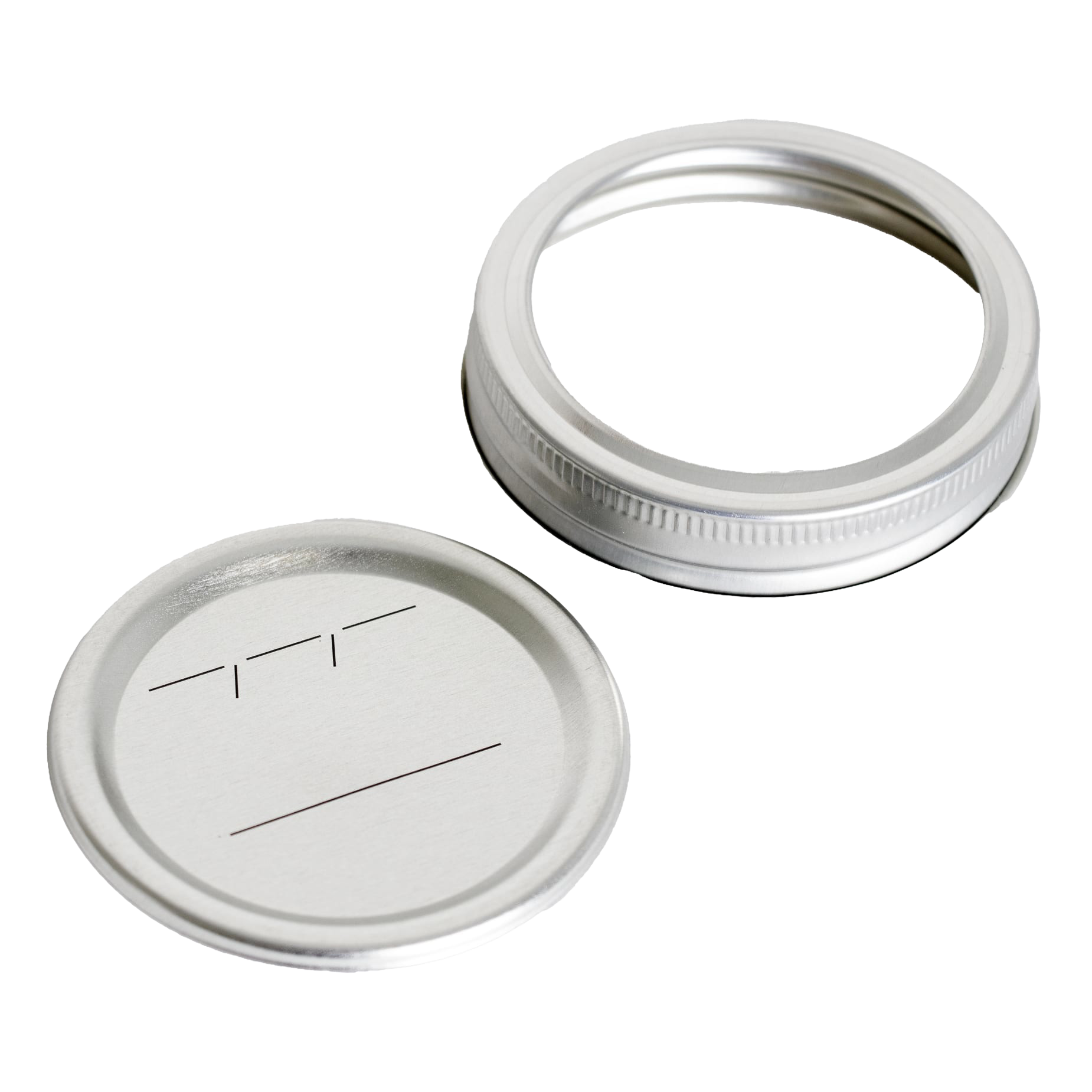 Silver-tone regular-mouth canning lid and band with date marking lines for kitchenware and home improvement tools under $50 collection