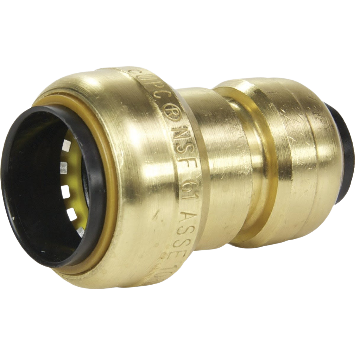 Brass push-to-connect plumbing fitting designed for quick pipe connections in home improvement projects under $50