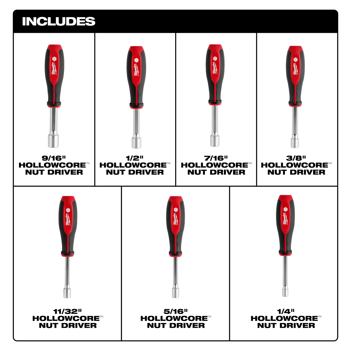 Milwaukee 7pc SAE HollowCore™ Nut Driver Set