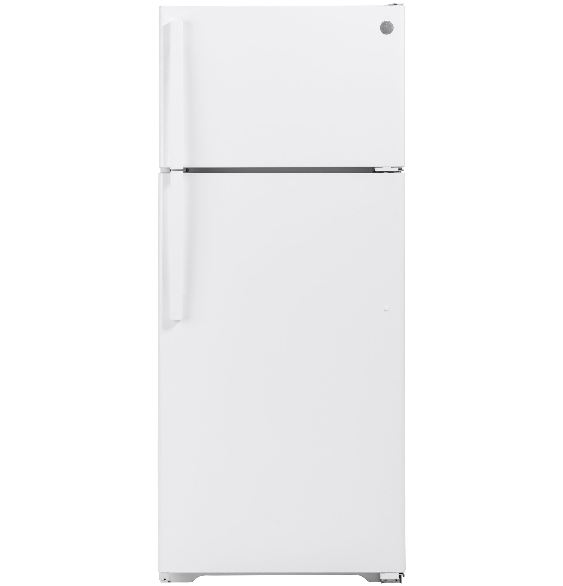 White top-freezer refrigerator with streamlined handles in kitchen and appliance collections for home improvement