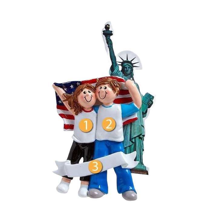 Couple figurine ornament with American flag and Statue of Liberty in Christmas Ornaments & Tree Decorations under $50 collection