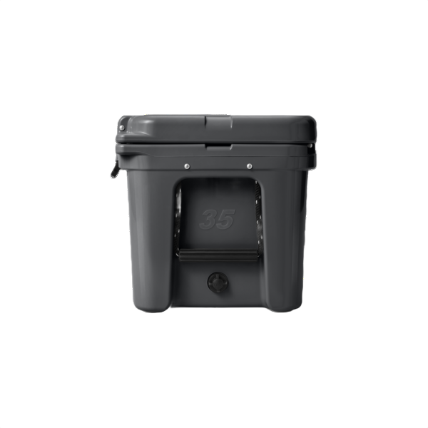 Compact gray rotomolded hard cooler with latch and handle, designed for food storage and organization use.