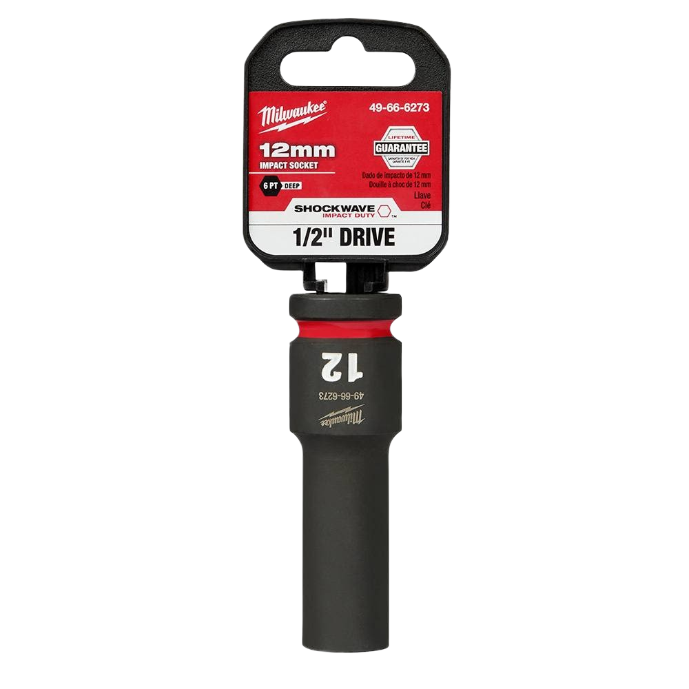 Durable 12mm forged steel deep socket with 6-point design for Milwaukee hand tools and home improvement use