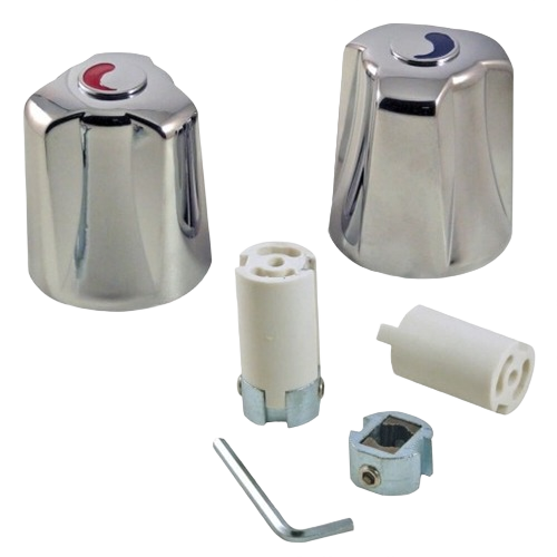 Chrome faucet handle replacement set with hot and cold indicators for plumbing repair and home improvement under $50 collection