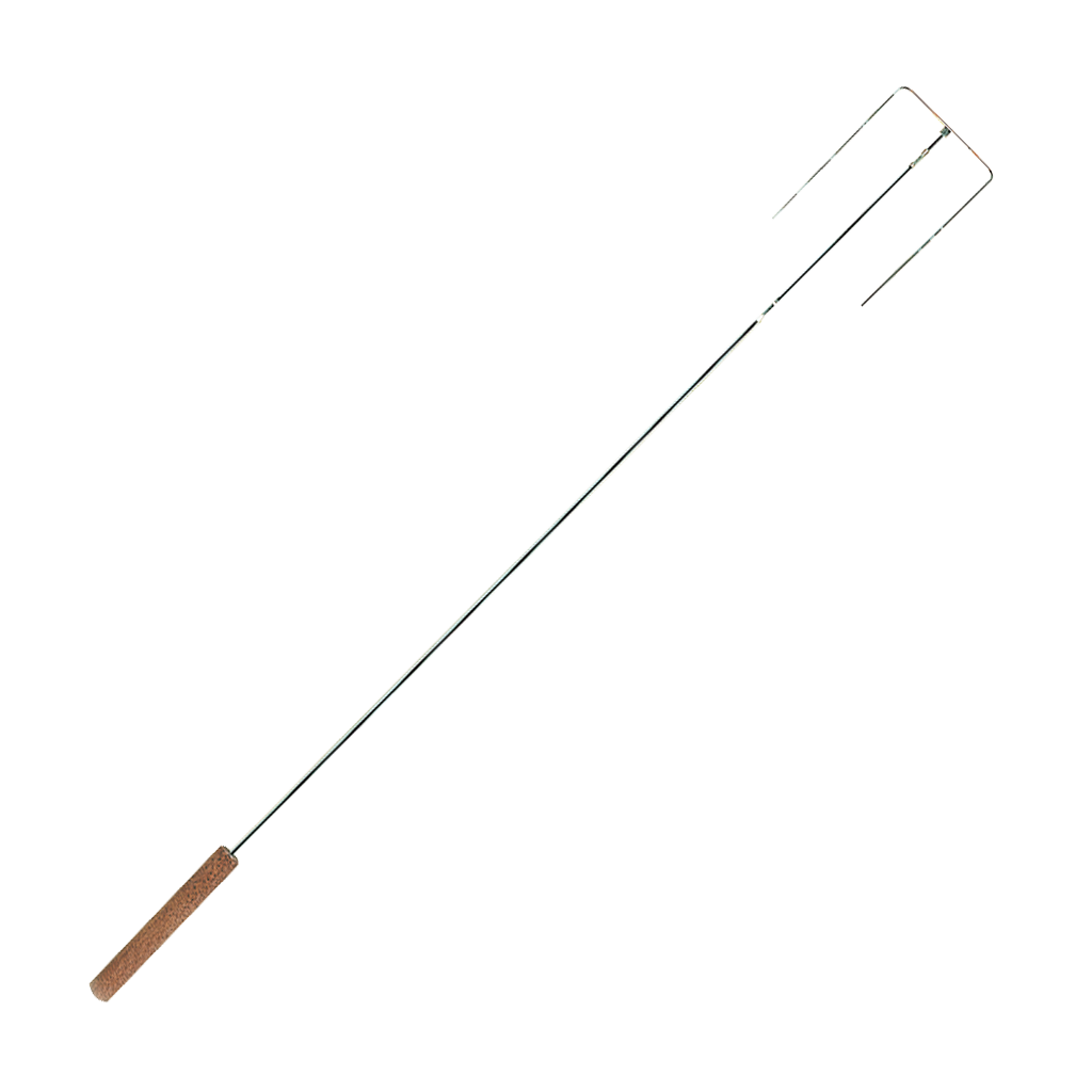 41-inch chromed grilling fork with wooden handle for safe outdoor cooking and grilling accessories.