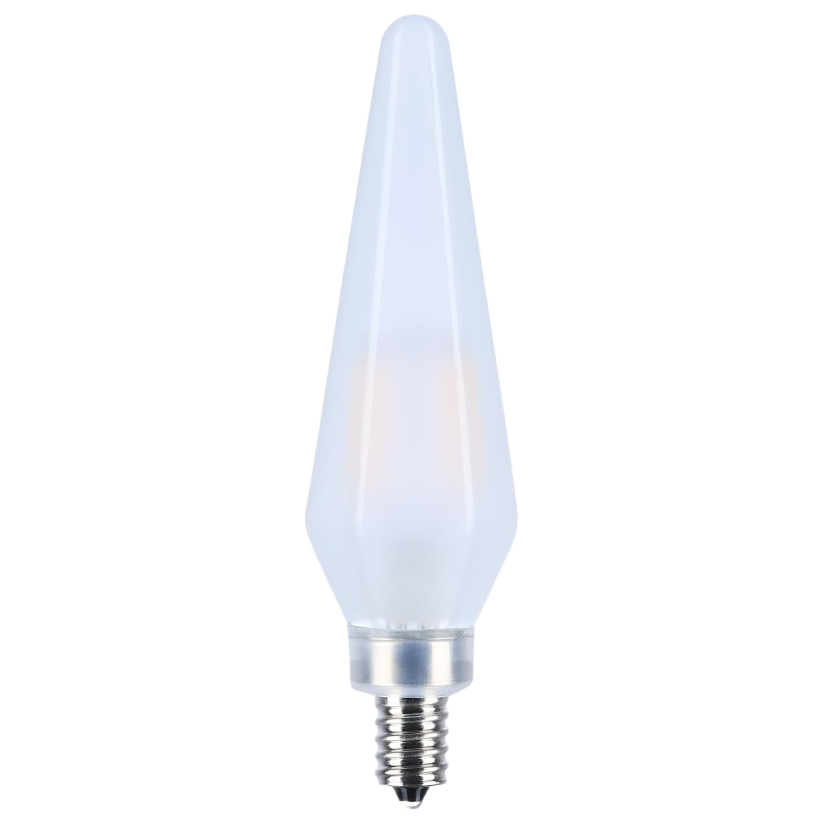 Frosted prismatic LED candelabra bulb with HX11 base, ideal for energy-efficient lighting in home improvement projects