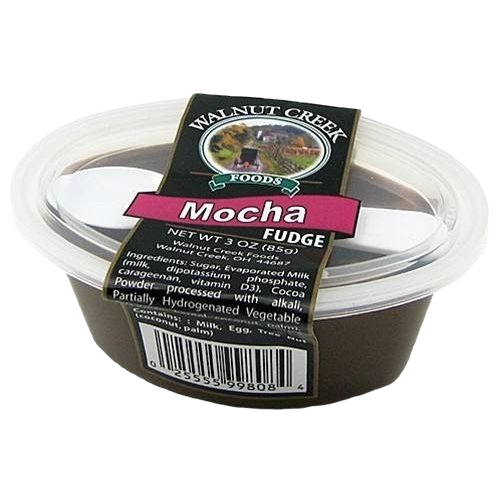 Small cup of mocha-flavored fudge in plastic container from Chocolates & Candies under $25 collection
