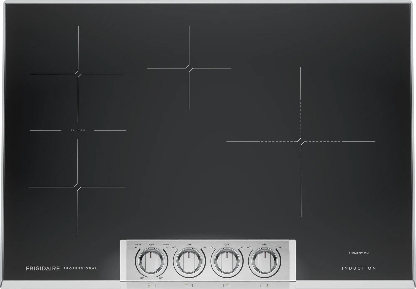 Black 30-inch induction cooktop with four burner controls, part of Cooktops and Kitchen & Kitchenware collections