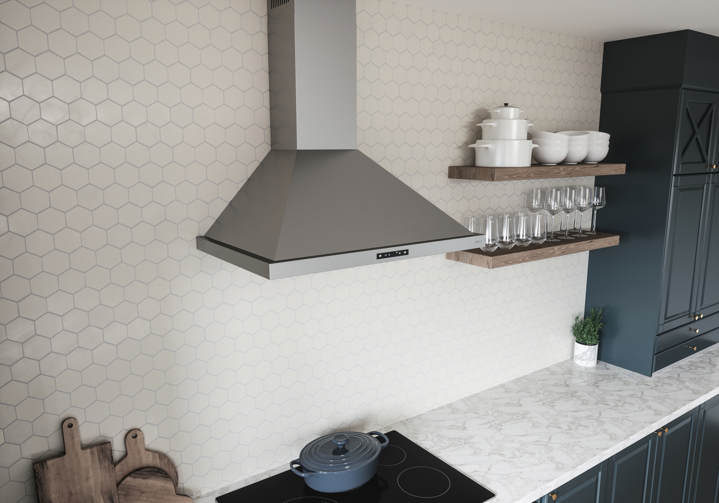 Ombra Chimney Hood 36" LED ACT