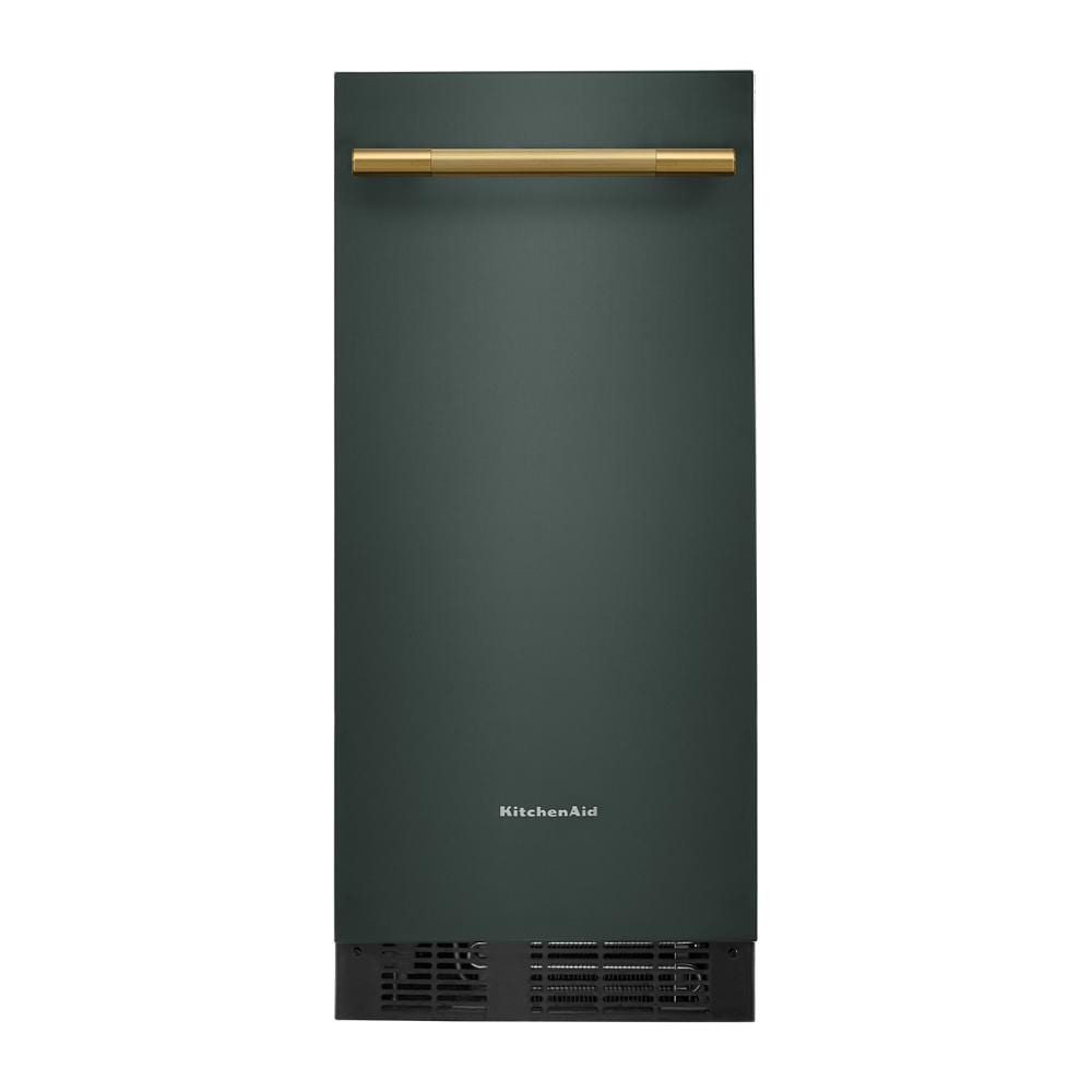 15" built-in automatic ice maker with dark green finish and gold handle for KitchenAid appliances collection