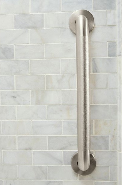 42-inch peened stainless steel grab bar with concealed mounting for bathroom safety and accessibility support