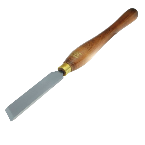 Woodworking skew chisel with polished steel blade and smooth wooden handle for precision cutting under $100 in tools collection