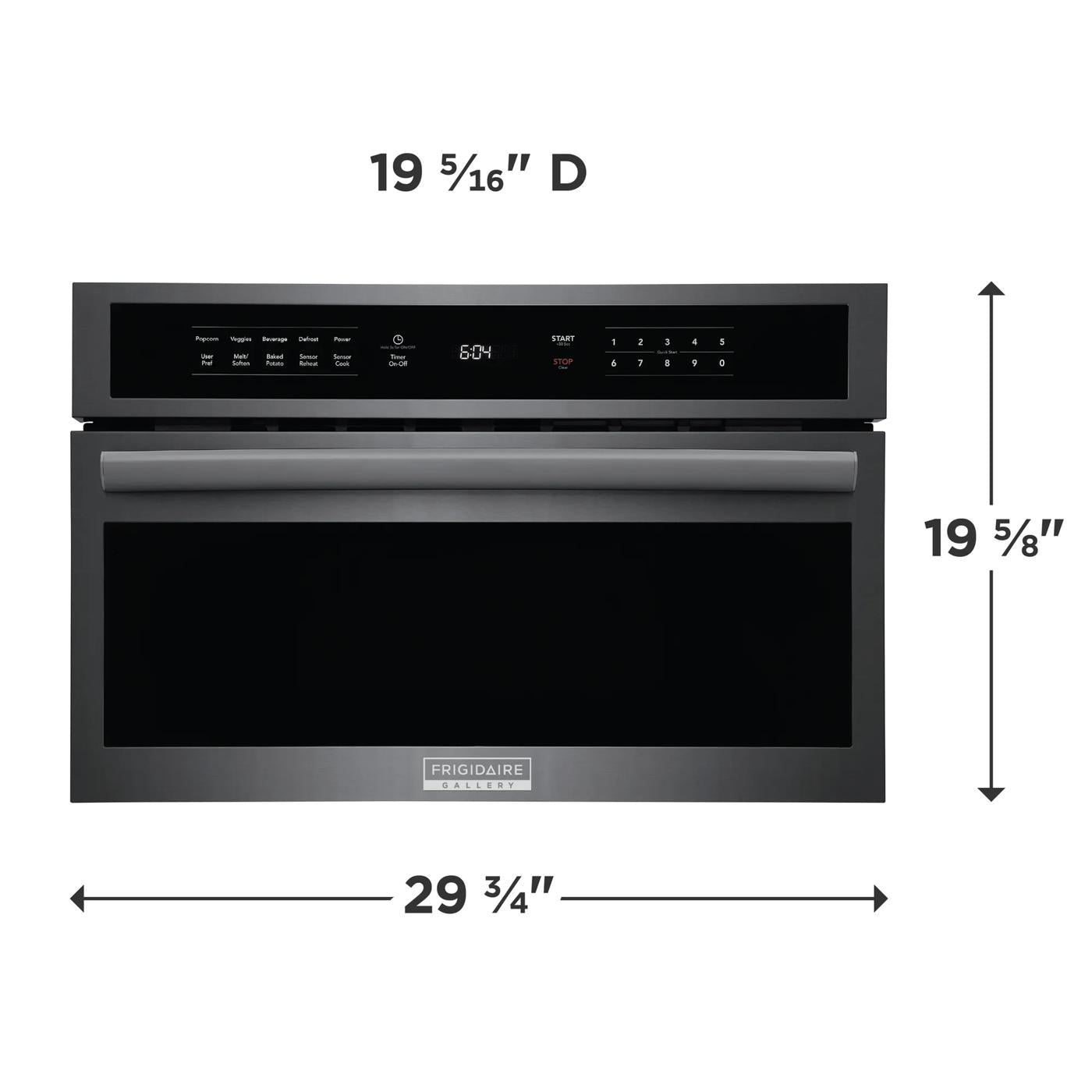 Built-in microwave oven with drop-down door, digital control panel, and stainless steel finish in kitchen appliances collection