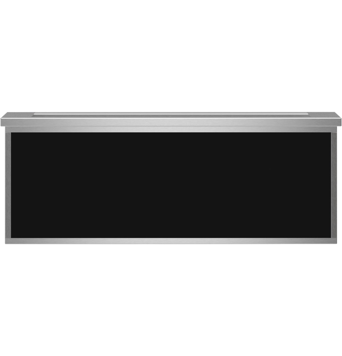 Minimalist warming drawer with stainless steel frame and black front panel from kitchen appliances and wall ovens collection